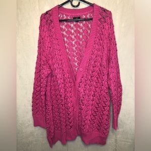 Women’s Ellos Knit Button Down Jacket - 3X - Pink